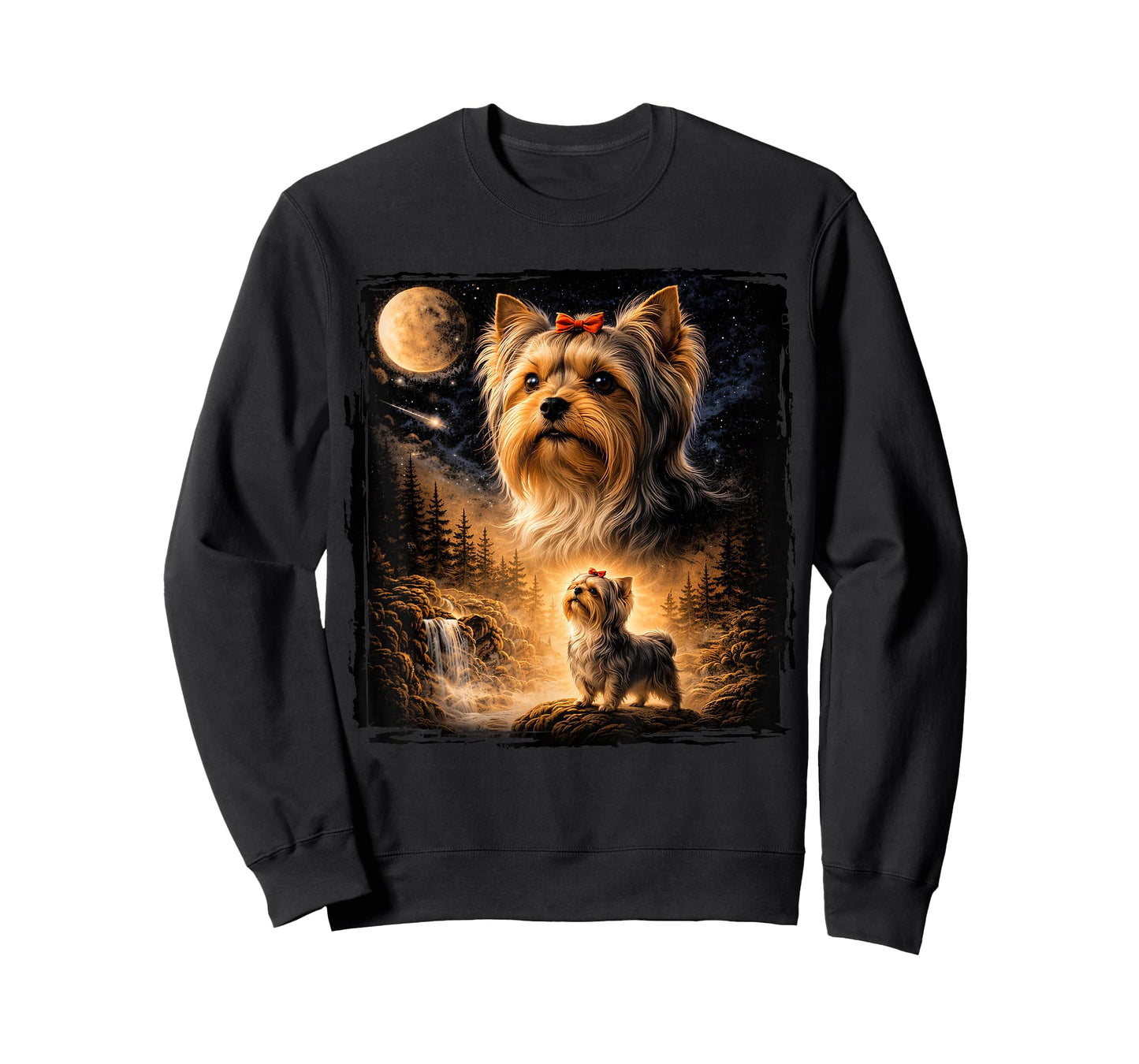Vintage 90s Yorkshire Terrier Howling At The Moon Yorkie Dog T-Shirt