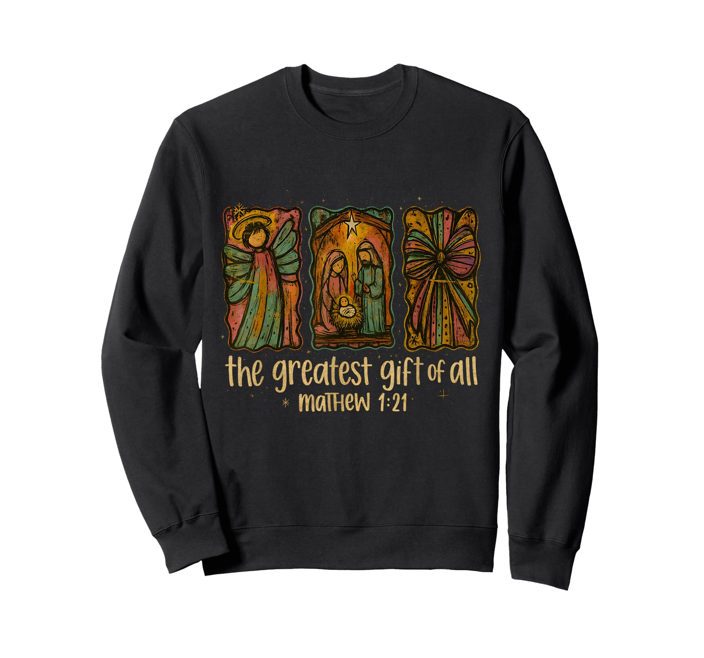 Matthew 1:21 Nativity Greatest Gift Vintage Faith Art T-Shirt