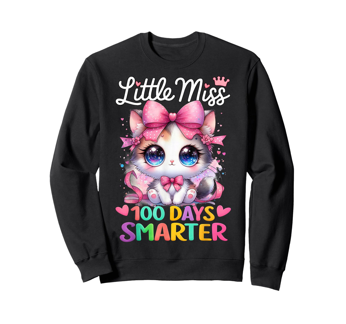 Little Miss 100 Days Smarter 100 Days of School Cat for Gril T-Shirt
