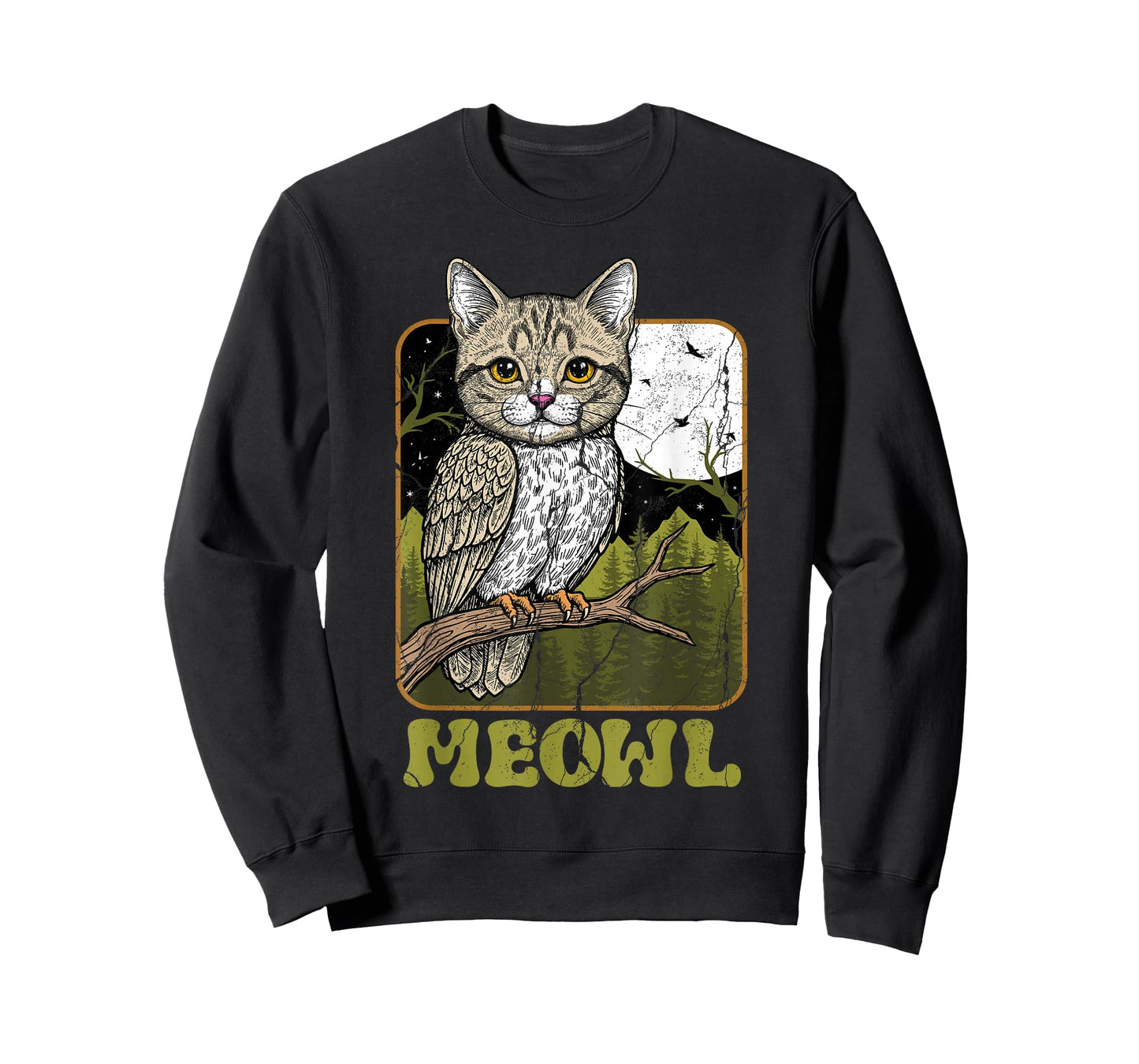 Funny Cat Owl Meme Meowl Internet Brainrot Cursed Vintage T-Shirt