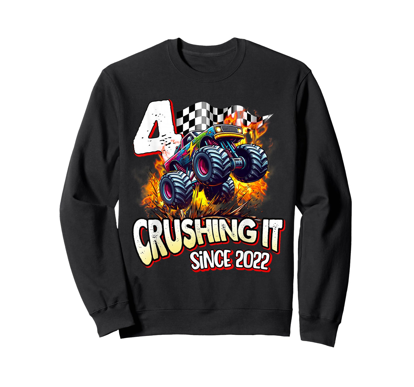 Birthday Monster Truck 4 Years Old Boys 4th Party Born 2022 T-Shirt