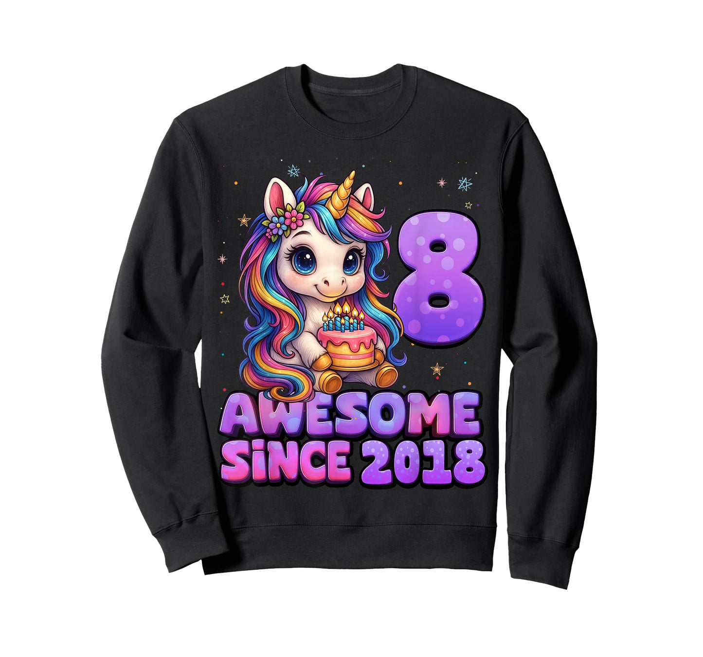 8 Year Old Awesome Since 2018 Unicorn 8th Birthday Girl T-Shirt