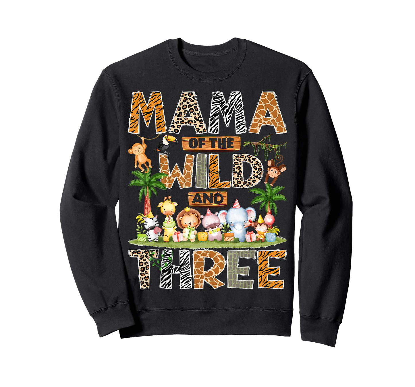 Mama of The Wild & Three 3rd Birthday Boy Safari Jungle T-Shirt