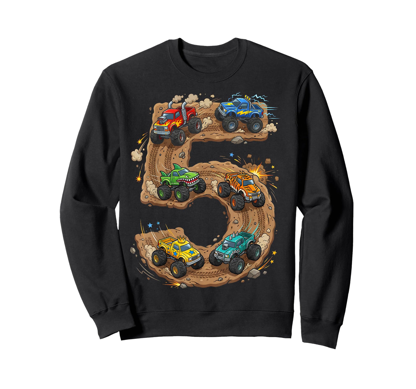 5 Year Old Monster Truck Boy Toddler 5th Birthday Party T-Shirt