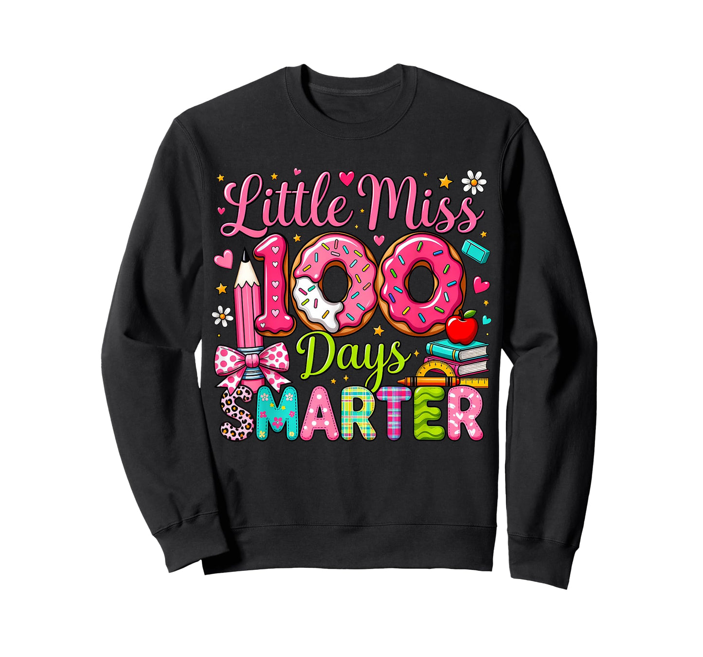Little Miss 100 Days Smarter Girls Happy 100 Days of School T-Shirt