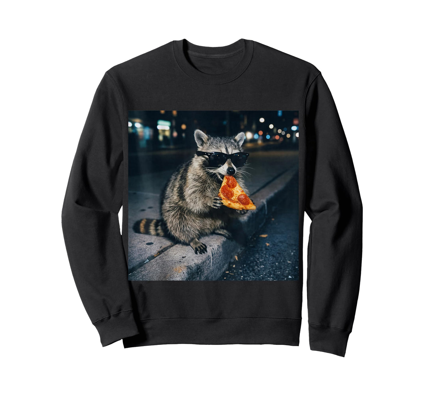 Funny Raccoon Eating Pizza Cute Animal Selfie T-Shirt