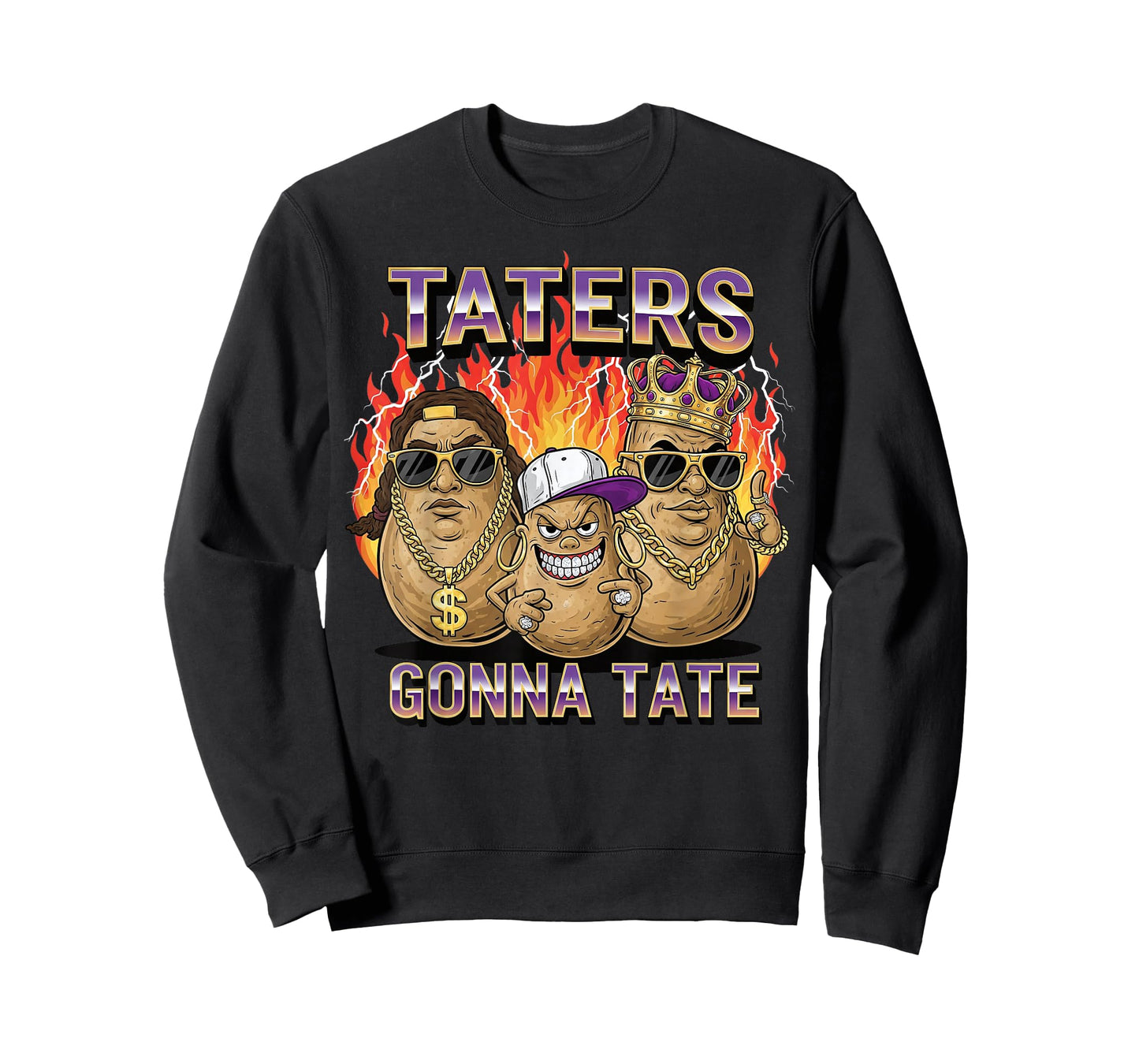 Taters Gonna Tate Funny Potato Gangster Spud Lover Bootleg T-Shirt