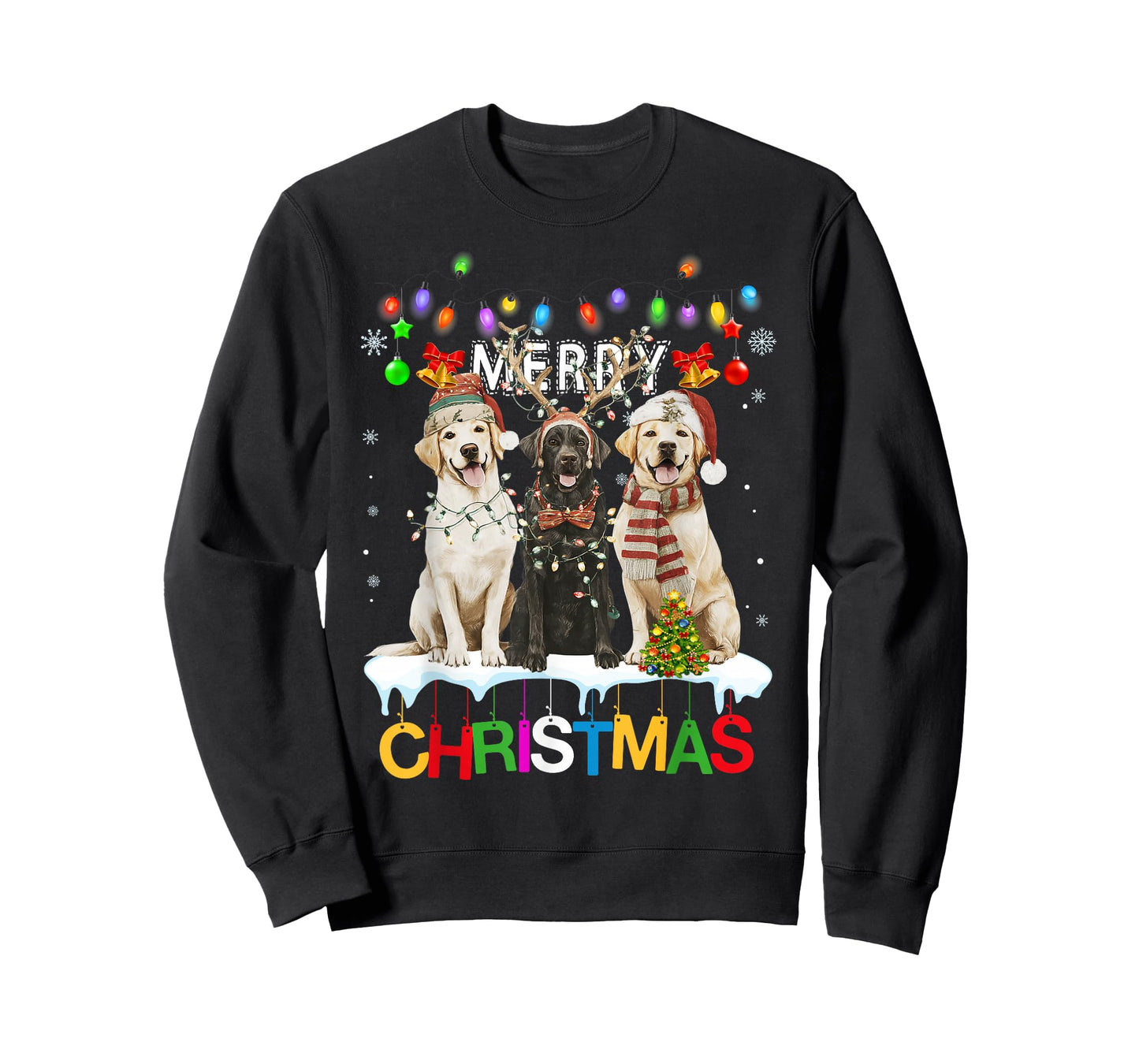 Cute Three Labrador Dogs Christmas for Women Men T-Shirt