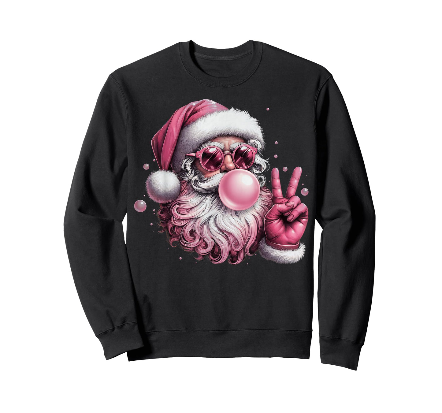 Retro Santa Blowing Bubble Gum Christmas Vintage Sunglasses T-Shirt