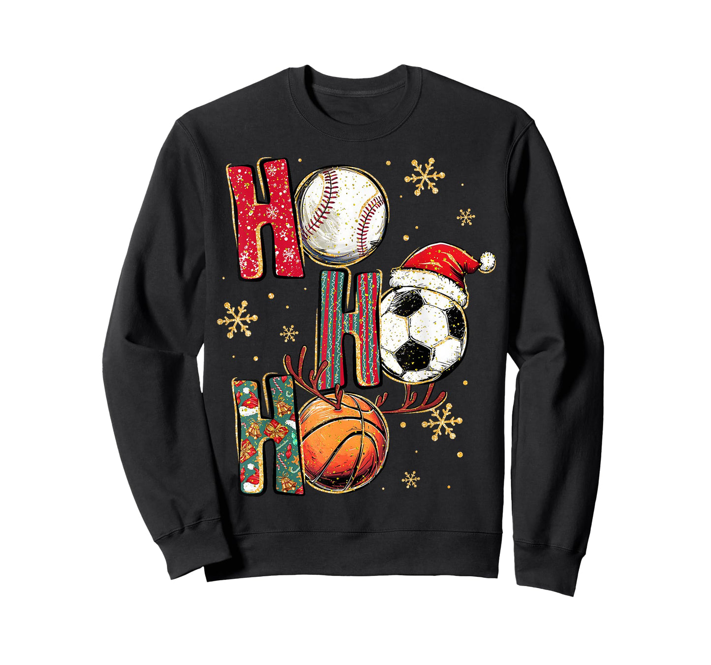 Ho Ho Ho Sports Christmas Baseball Soccer Basketball T-Shirt