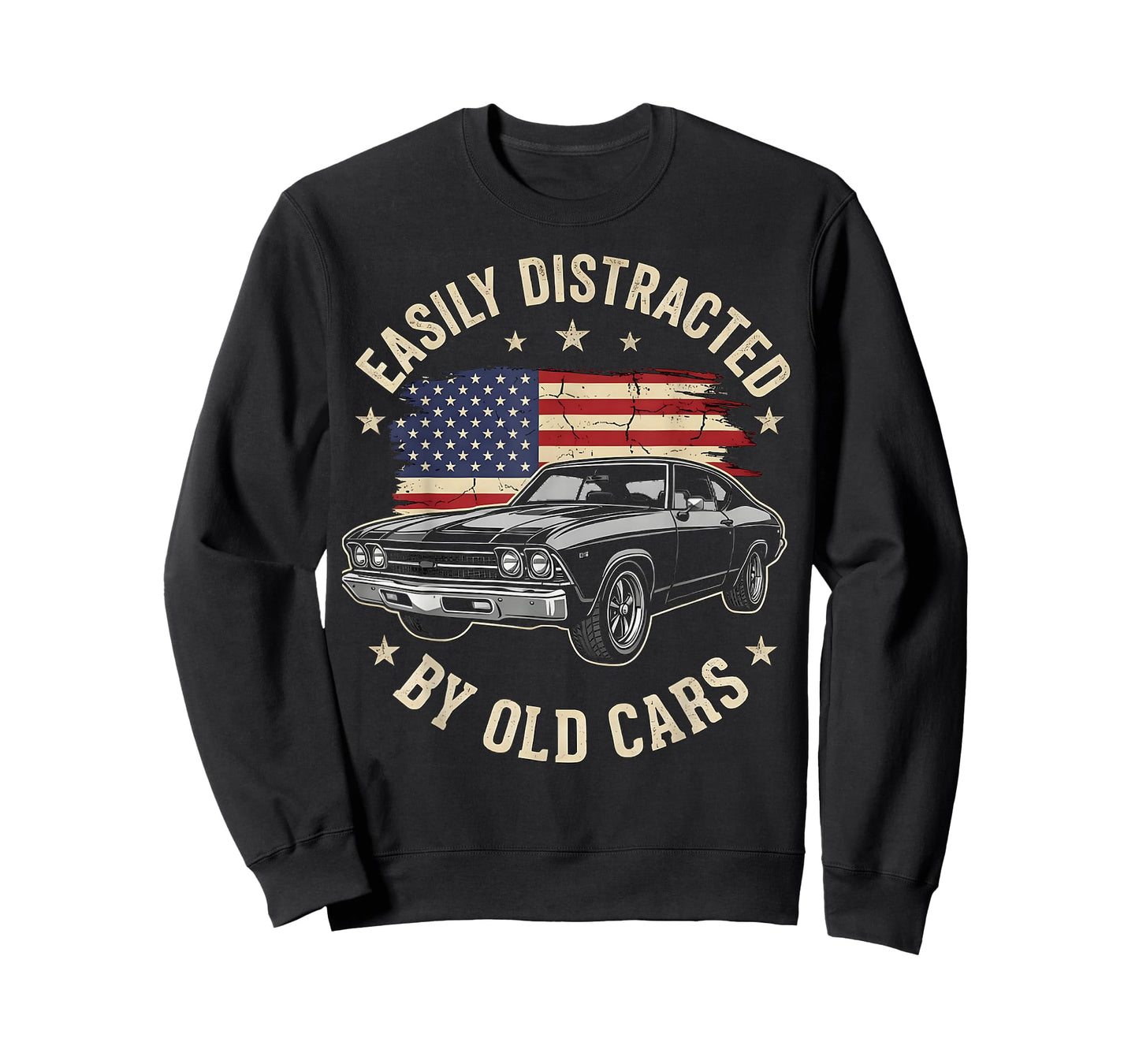 Easily Distracted by Old Cars Funny Classic Car Guy Vintage T-Shirt