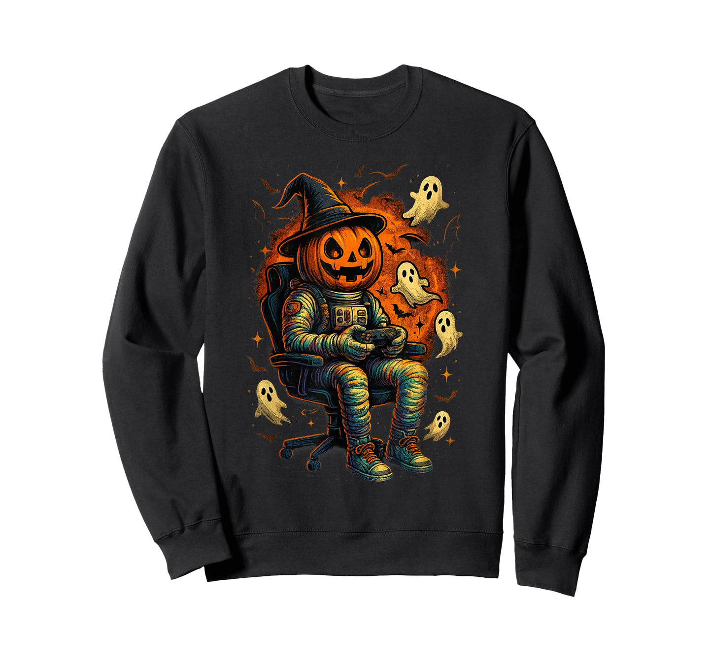 Funny Halloween Astronaut Shirt Pumpkin Gamer Costume T-Shirt