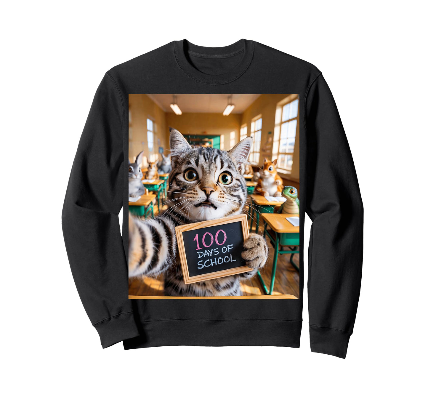 Cat Selfie 100 Days of School Design for cat Lovers and cat T-Shirt