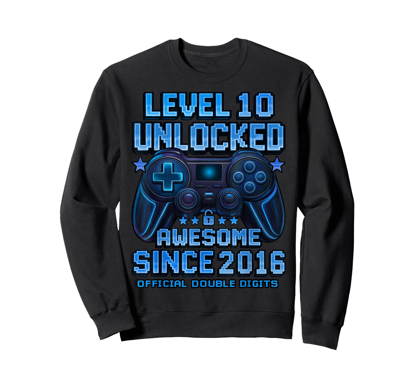 Official Double Digits Level 10 Unlocked 10th Birthday Boy T-Shirt