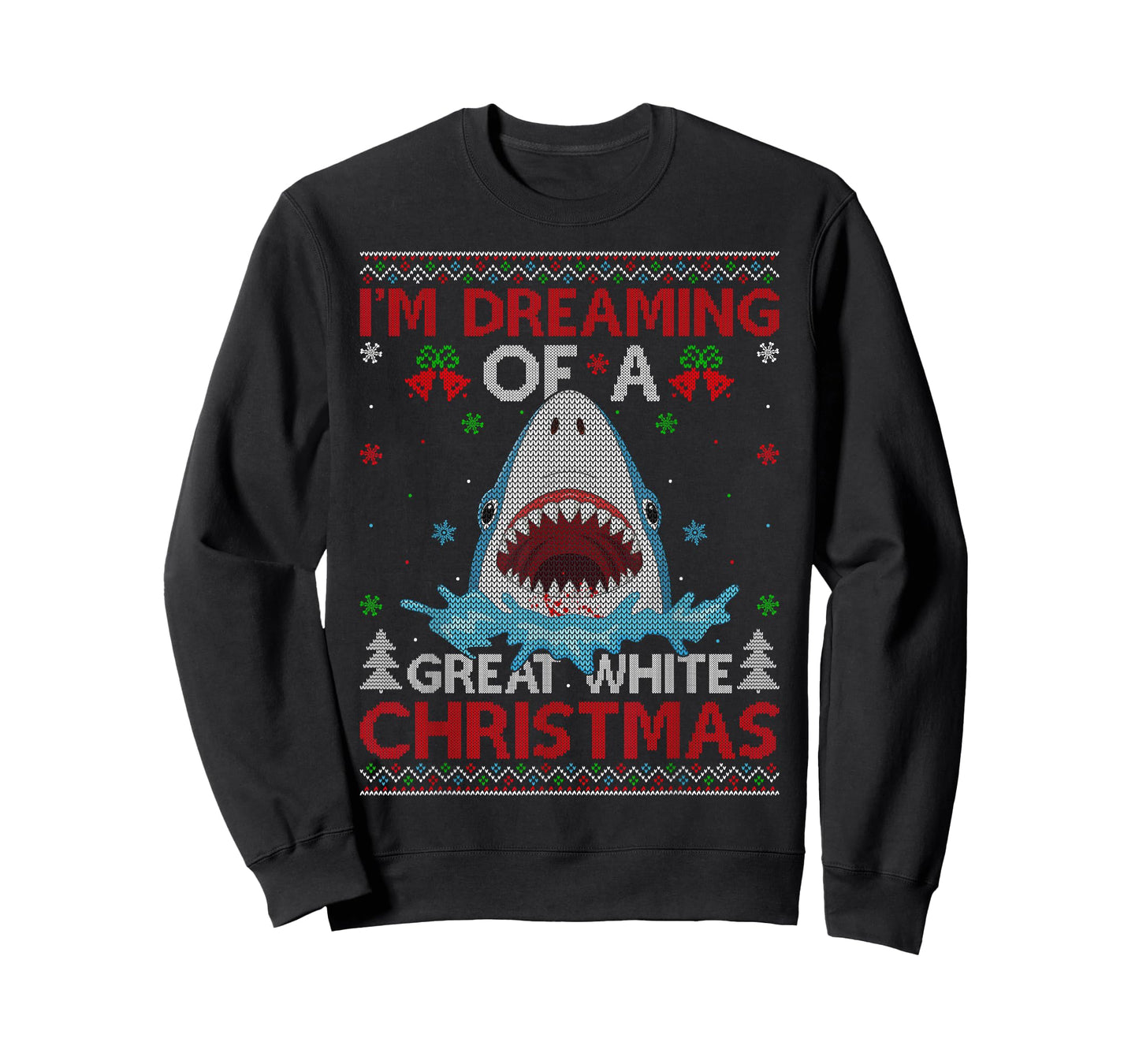 Great White Shark Ugly Xmas Sweater Shark Fishing Christmas T-Shirt