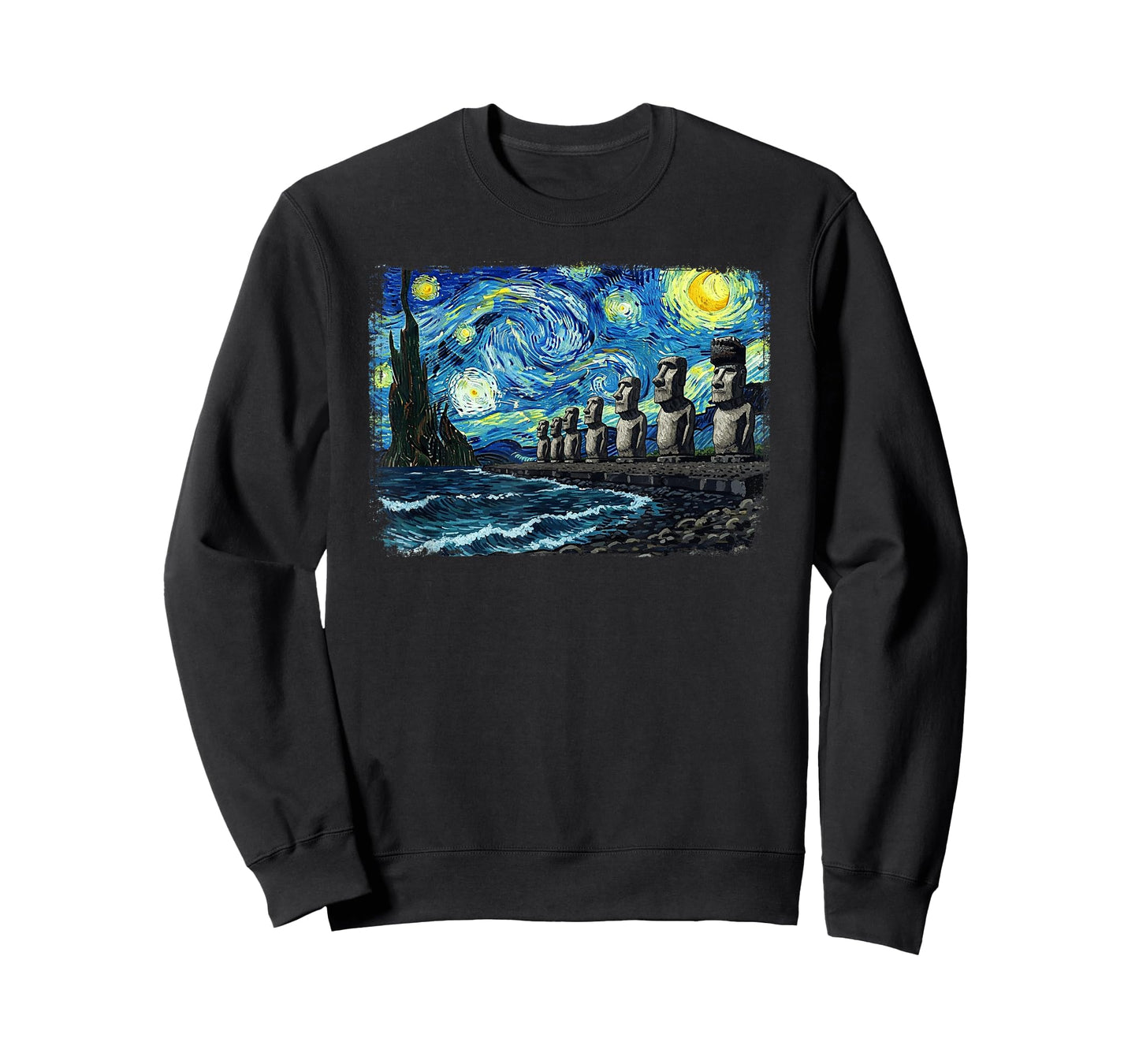 Van Gogh Starry Night Moai Easter Island Chile Travel T-Shirt