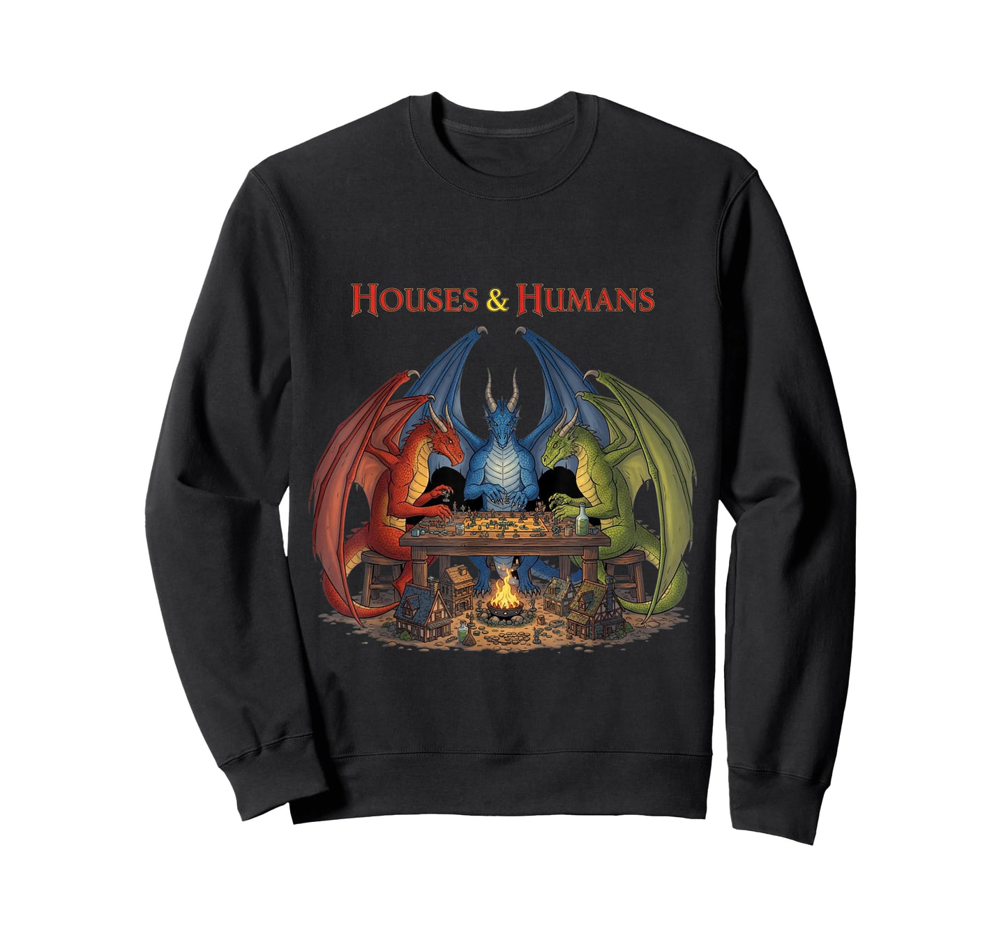 Gaming Houses Humans Funny RPG Parody Gamer Men Boys Kids T-Shirt