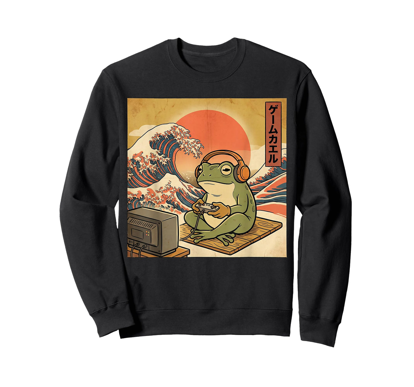 Gaming Frog Art Ukiyo-e Japanese Gamer Anime Men Women Boys T-Shirt