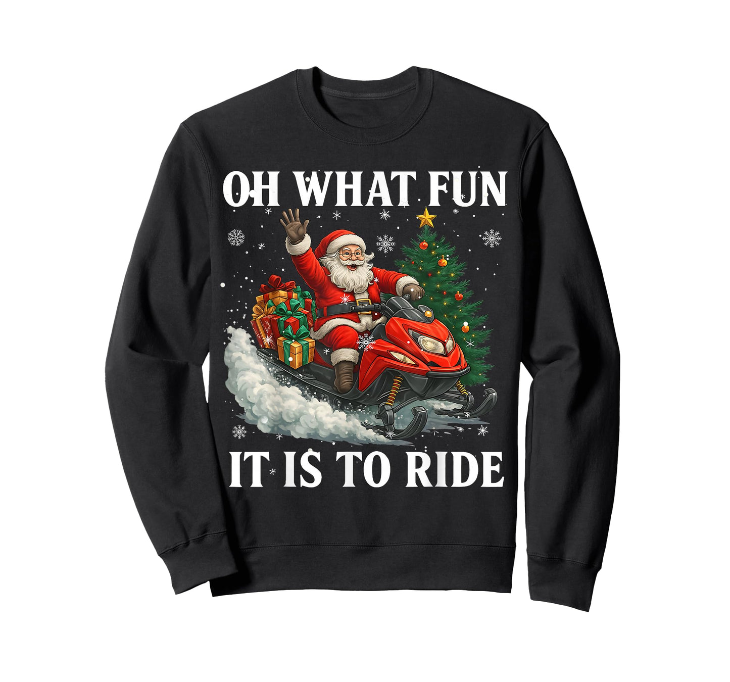 Oh What Fun It is to Ride Santa Funny Snowmobile Christmas T-Shirt