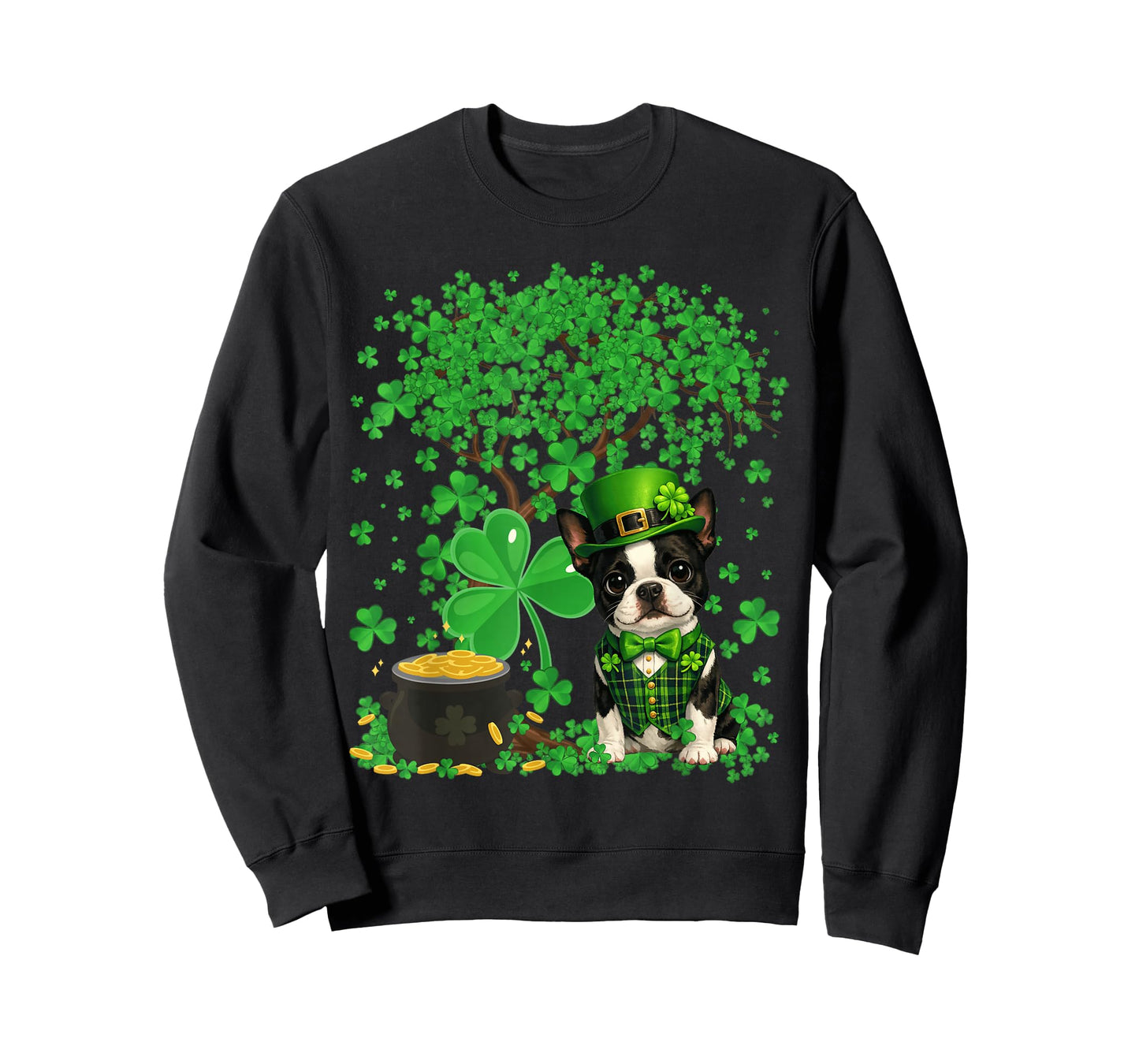 Funny Boston Terrier Dog Shamrock St Patrick's Day T-Shirt