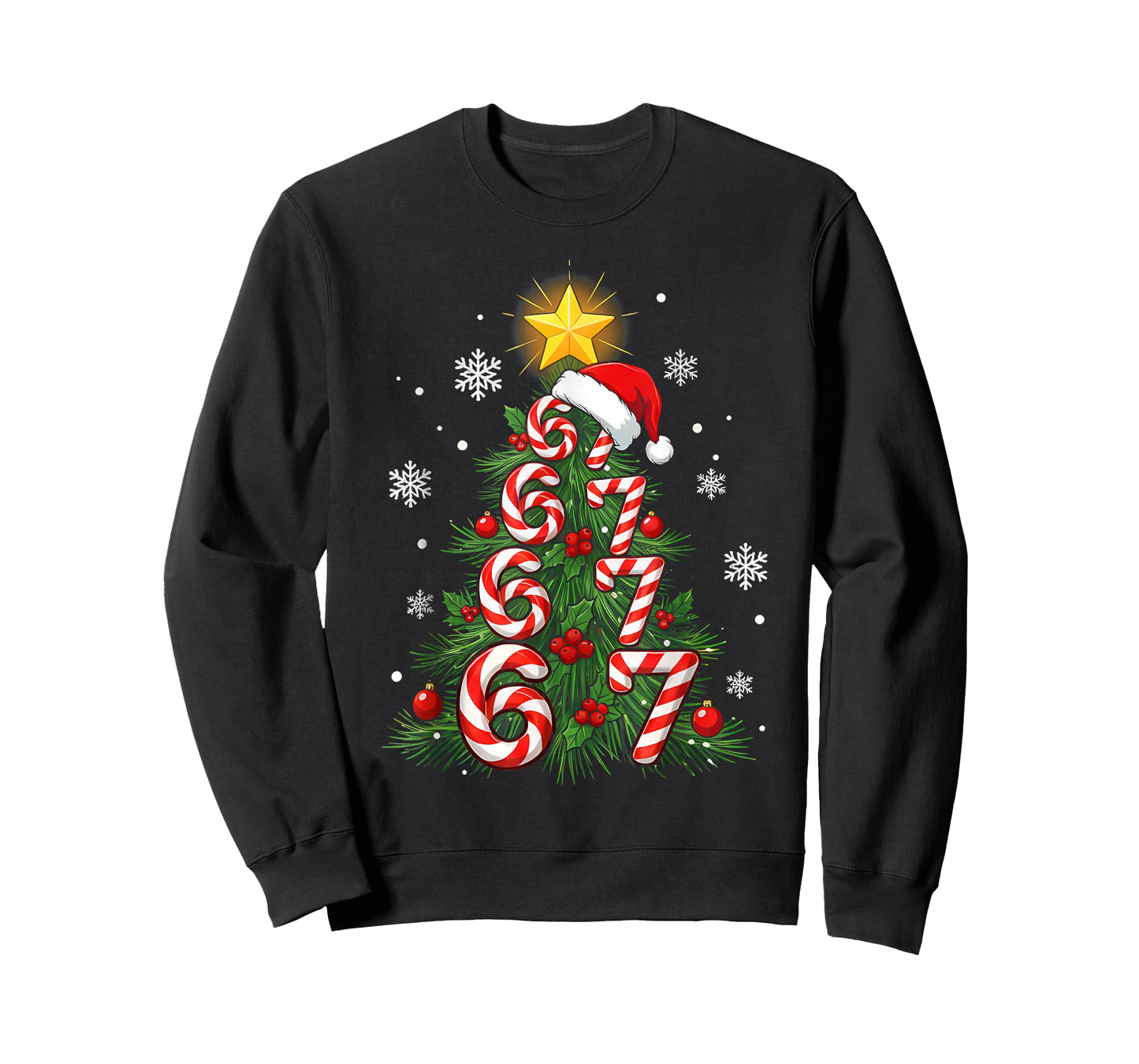 67 Christmas Tree Candy Cane Holiday Six Seven Meme Xmas T-Shirt