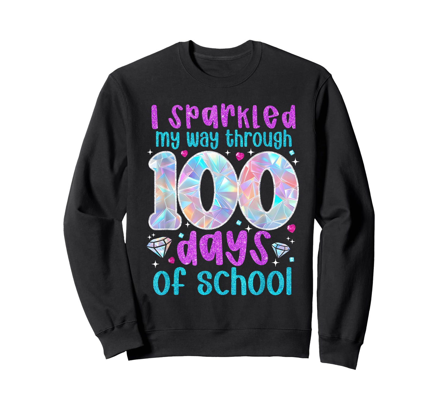 I Sparkled My Way Through 100 Days of School Funny Print T-Shirt