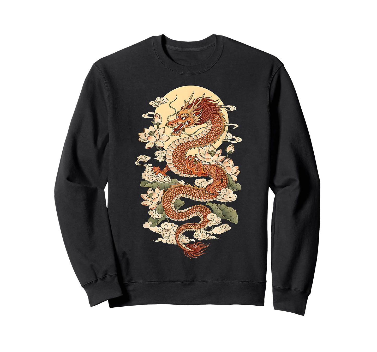 Japanese Dragon Sakura Moon Asian Lotus Blossoms Dragon T-Shirt