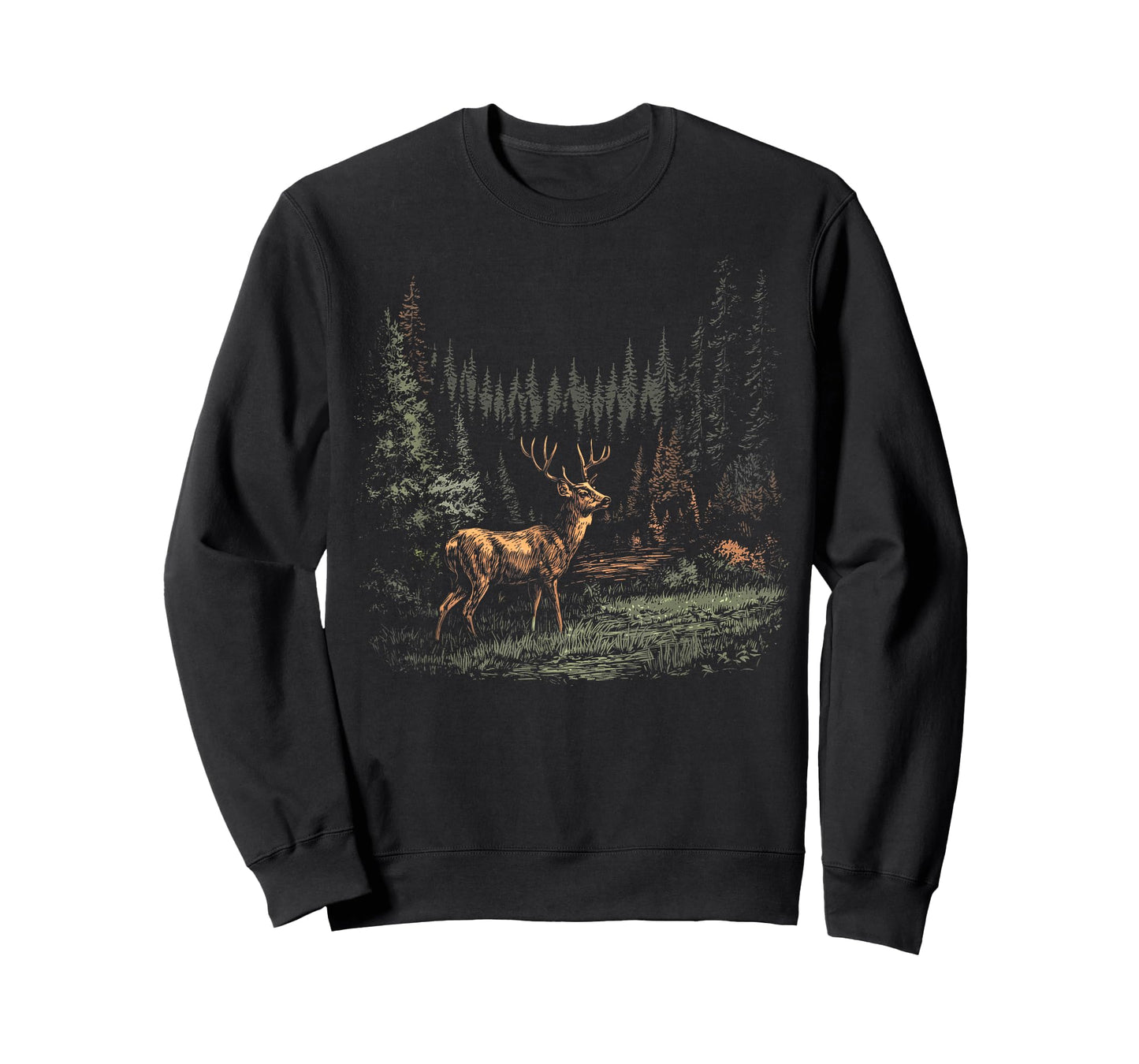 Deer Forest Rustic Landscape T-Shirt