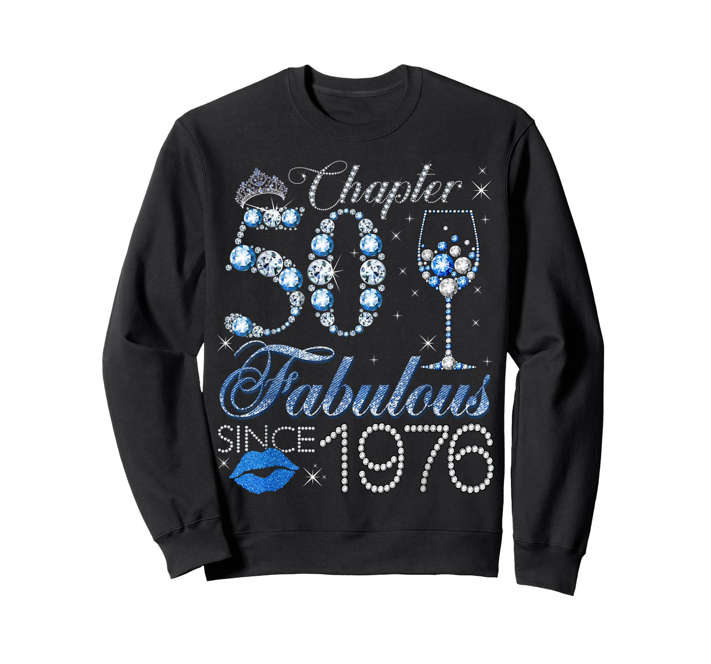 Chapter 50 50th Birthday Crown Wine Glass Denim and Diamonds T-Shirt