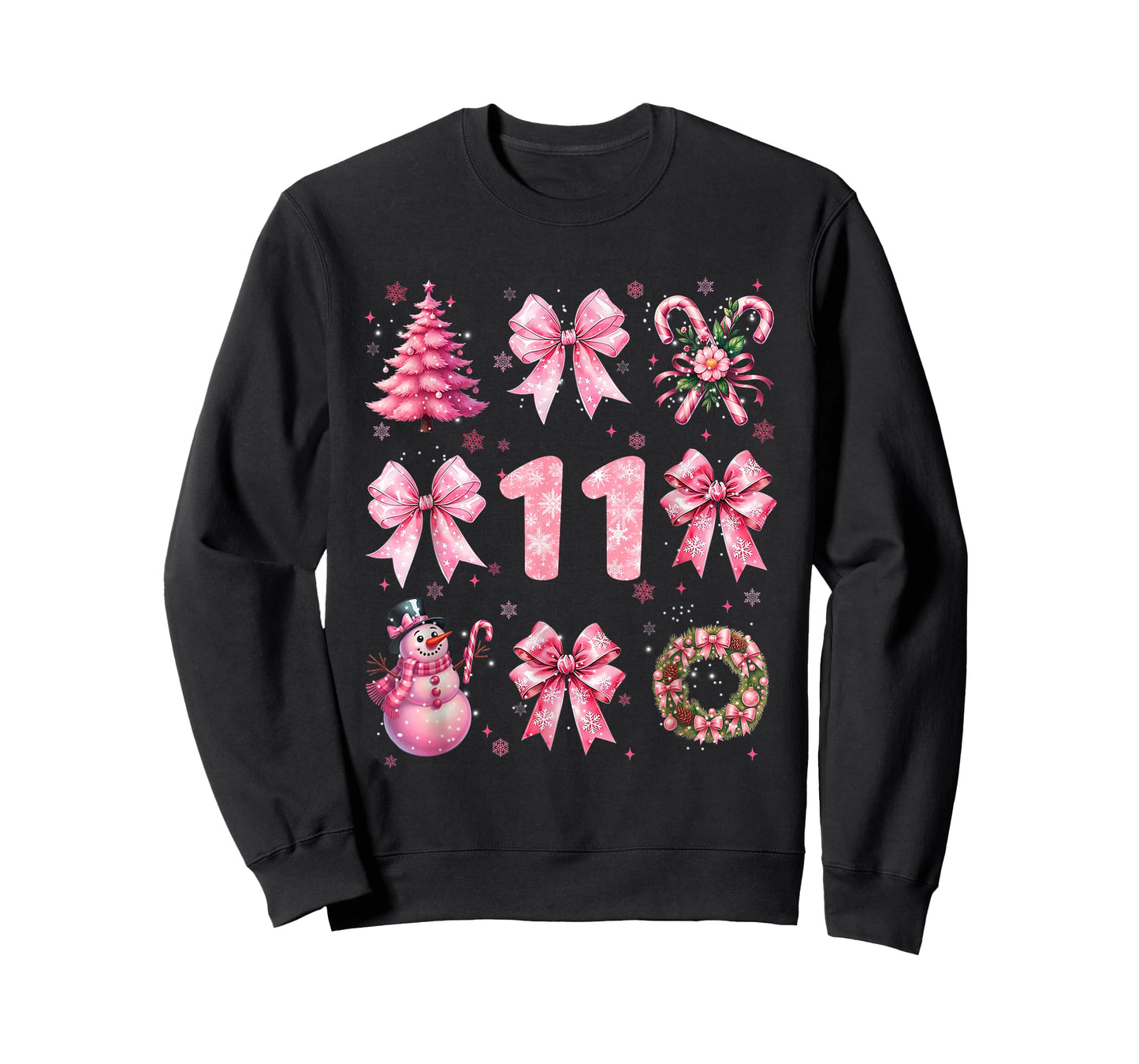 My 11th Birthday Pink Santa Coquette Snowman 11 Years Old T-Shirt