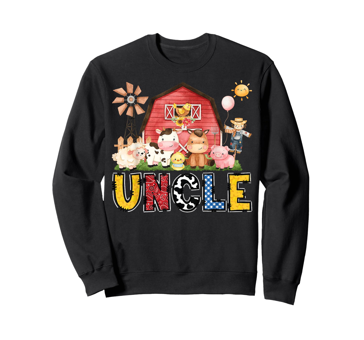 Uncle Farm Cow Birthday Boy Matching Family Party T-Shirt