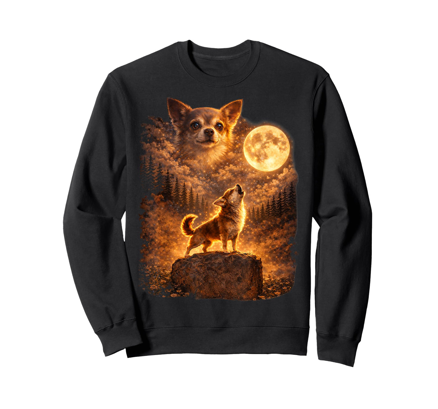 Chihuahua Howling to The Moon Funny Vintage Chihuahua Dog T-Shirt