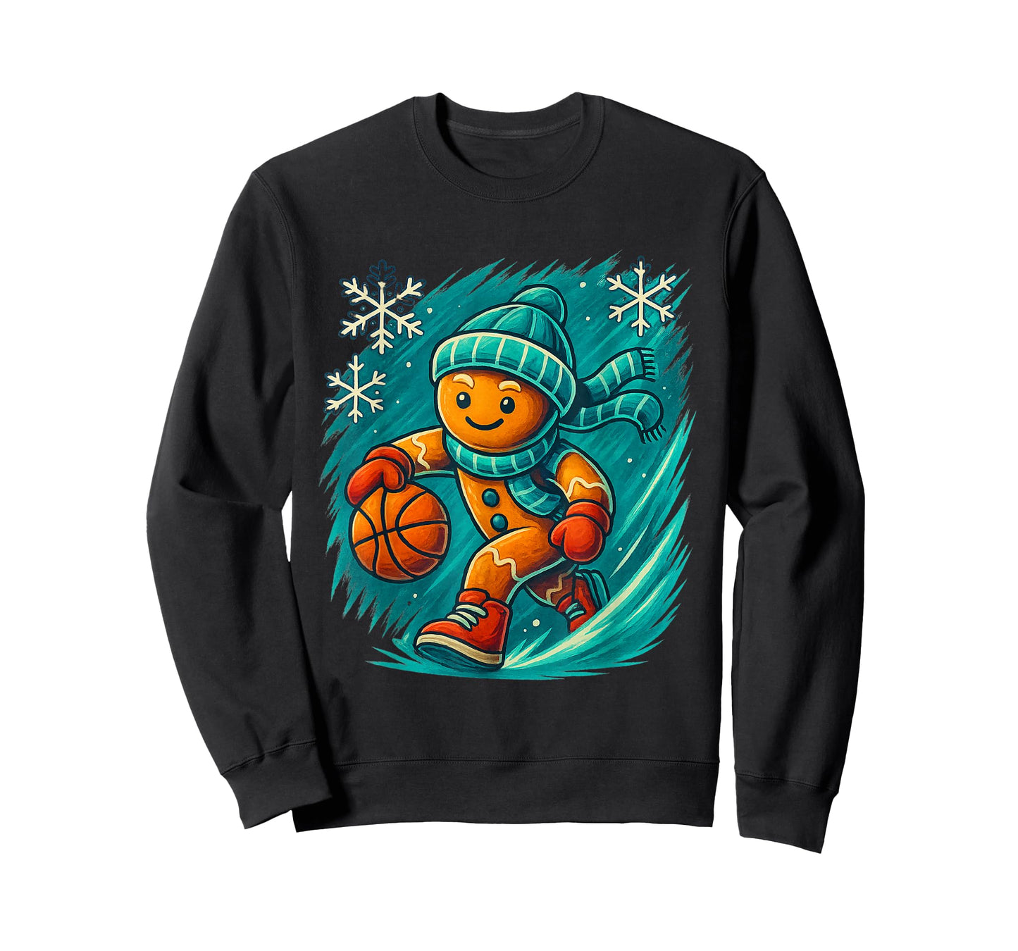 Funny Santa Playing Basketball Gingerbread Bball Fans T-Shirt