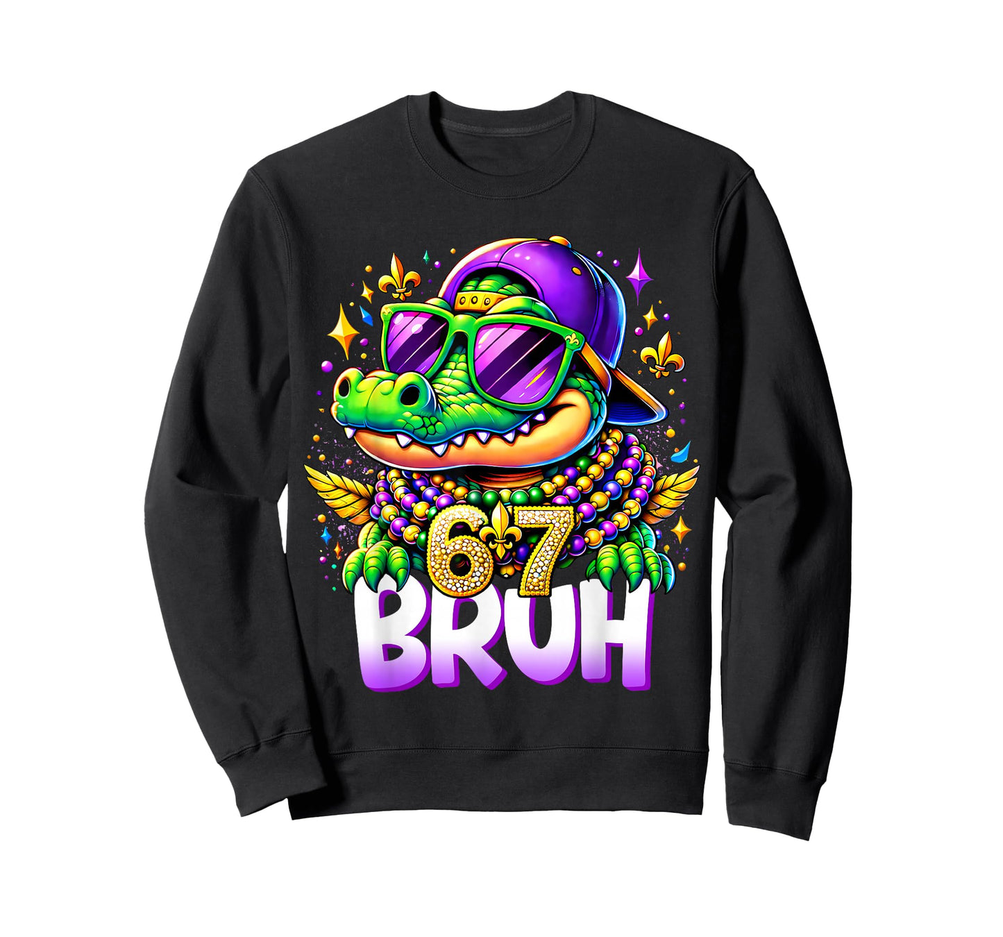 67 Mardi Gras Alligator Mardigator Six Seven Bruh Boys 6 7 T-Shirt