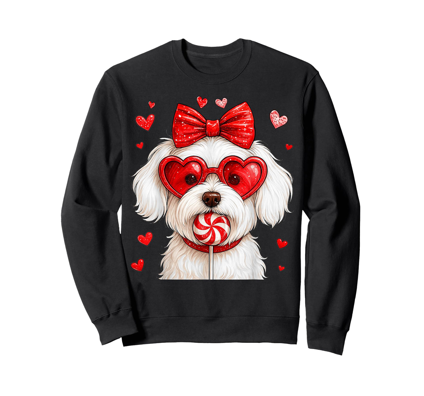 Cute Maltese Valentine Heart Candy Valentines Day Girls Kids T-Shirt