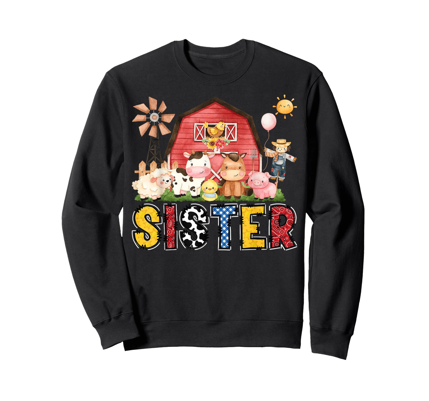 Sister Farm Cow Birthday Boy Matching Family Party T-Shirt