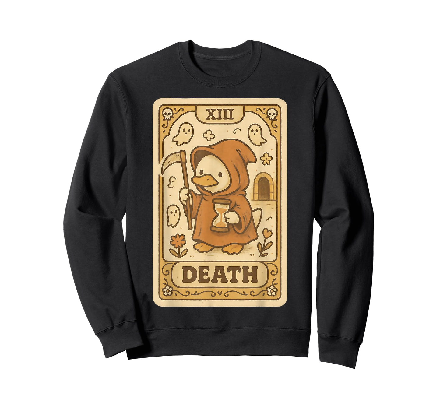 Cute Duck Grim Reaper Death Tarot Card Ironic Funny Graphic T-Shirt