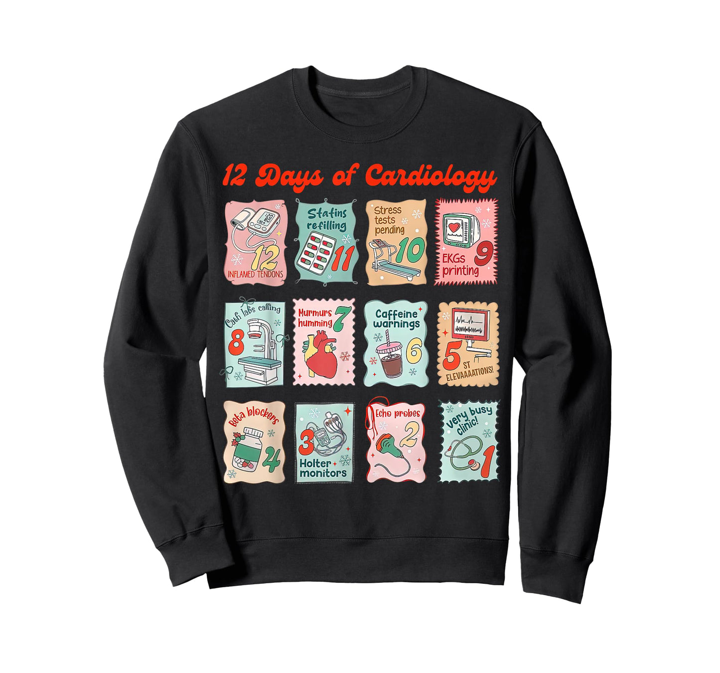 12 Days of Cardiology Christmas Cardiac Nurse Heart Anatomy T-Shirt