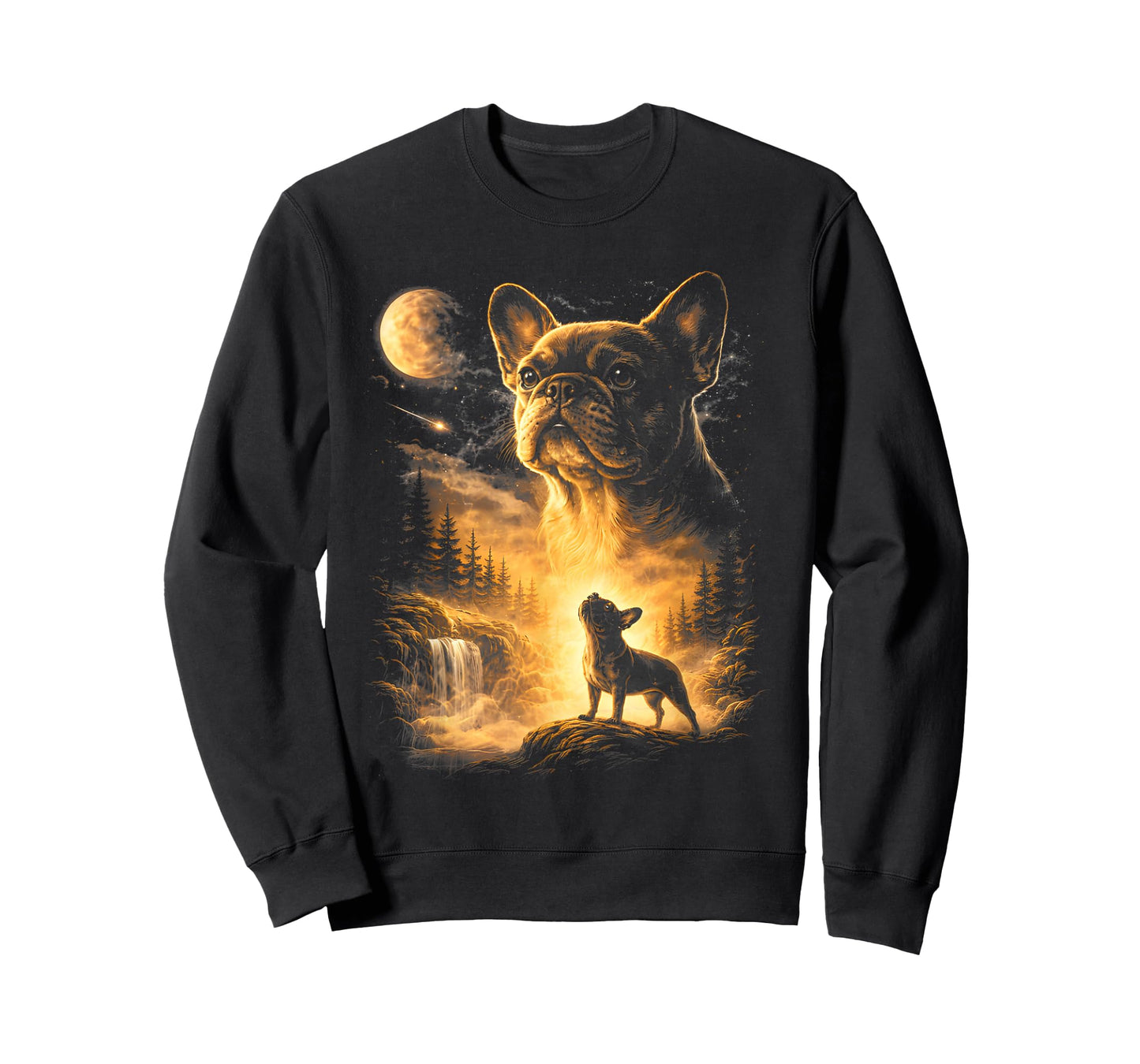 French Bulldog Howling to The Moon Meme 90s Animal Graphic T-Shirt