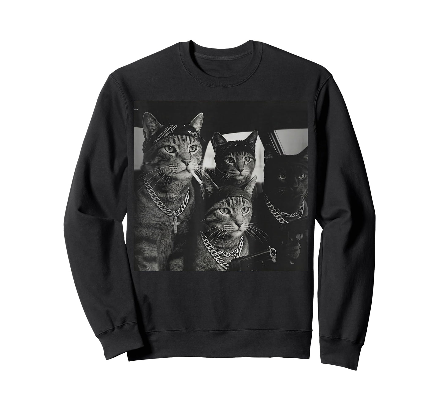Vintage Funny Gangster Cat Gang Meme Street Cat Lovers T-Shirt