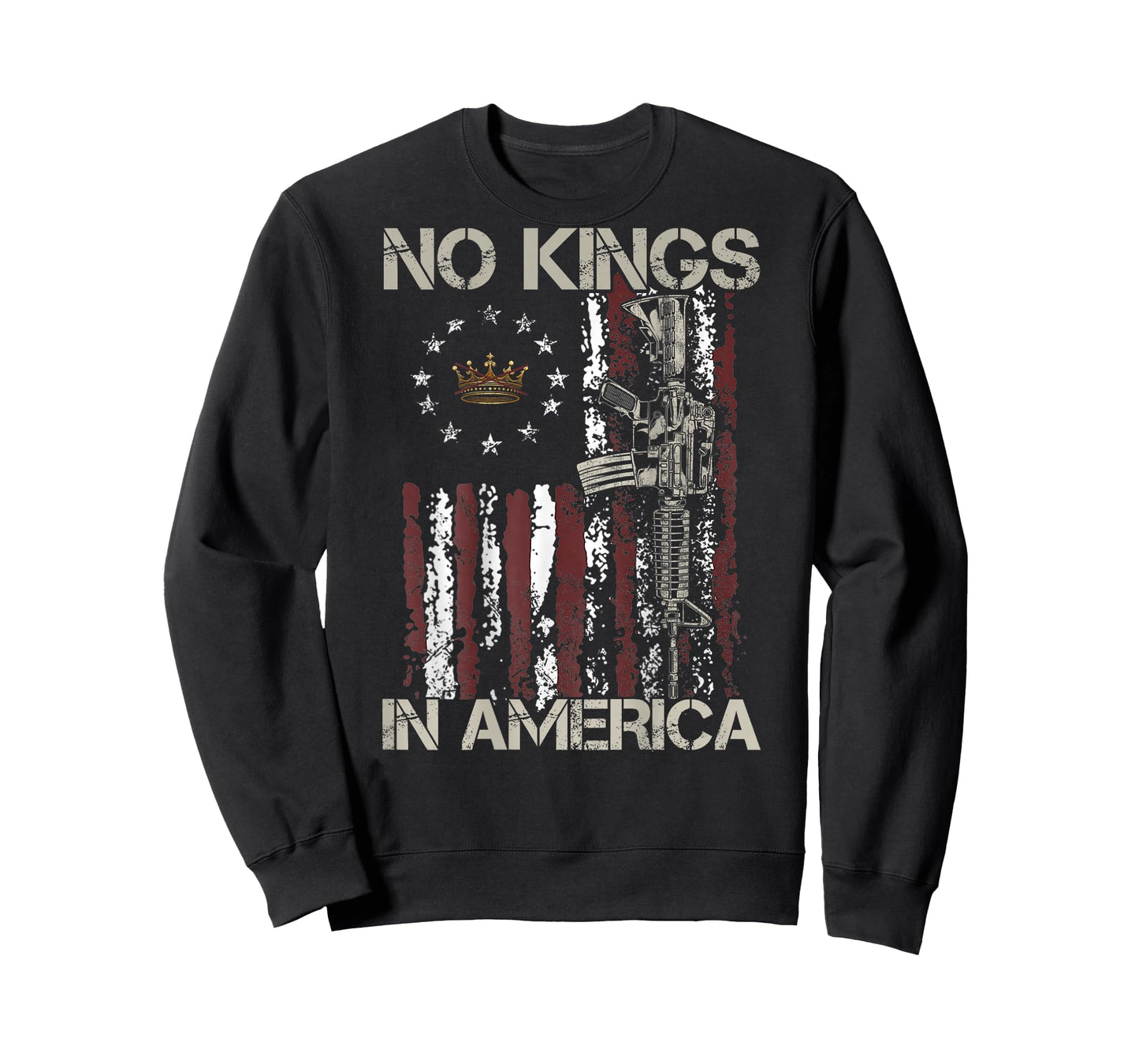 No Kings in America Vintage us Flag No Kings (ON Back) T-Shirt