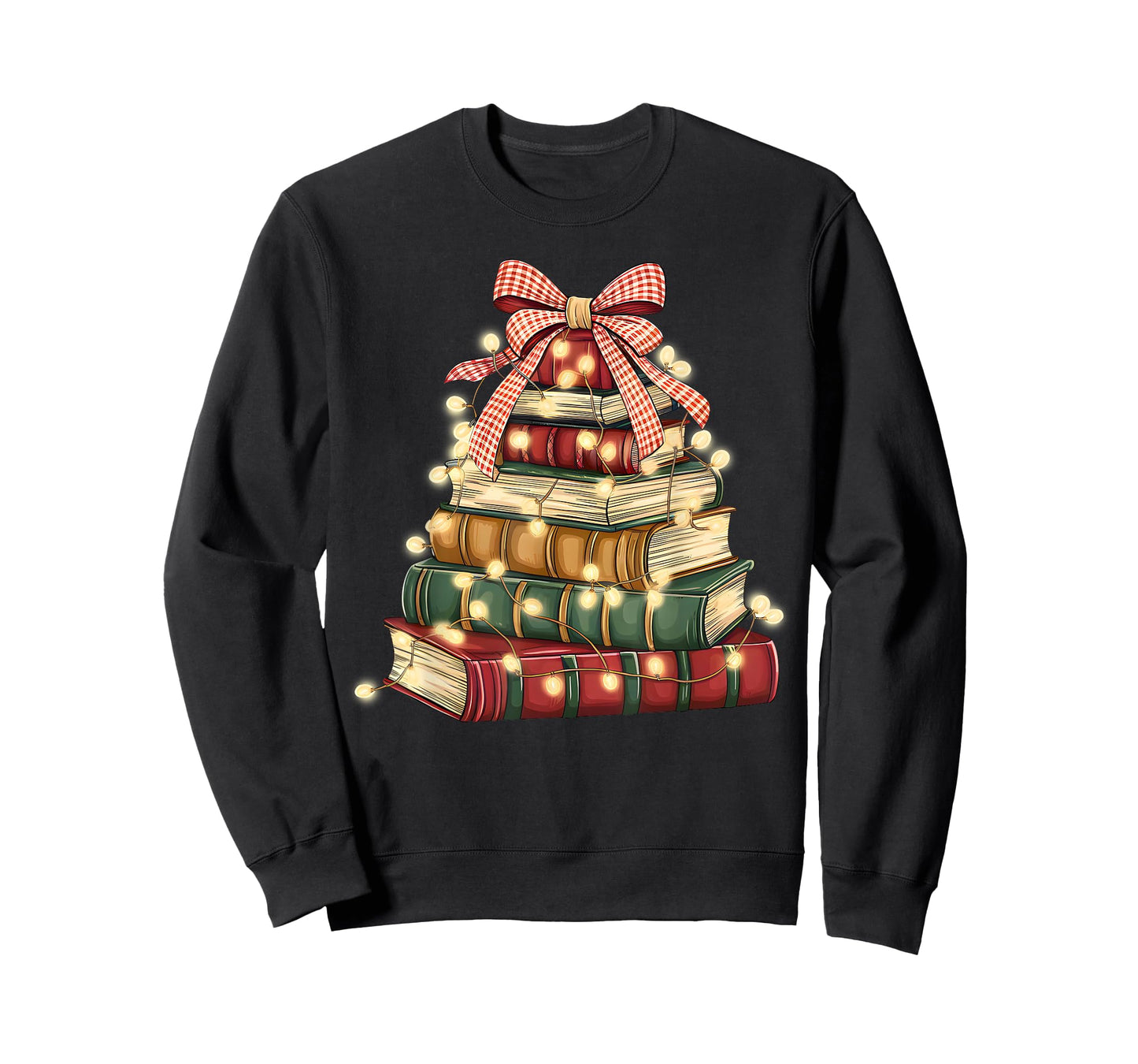 Christmas Book Tree Stacked Reading Library Holiday T-Shirt