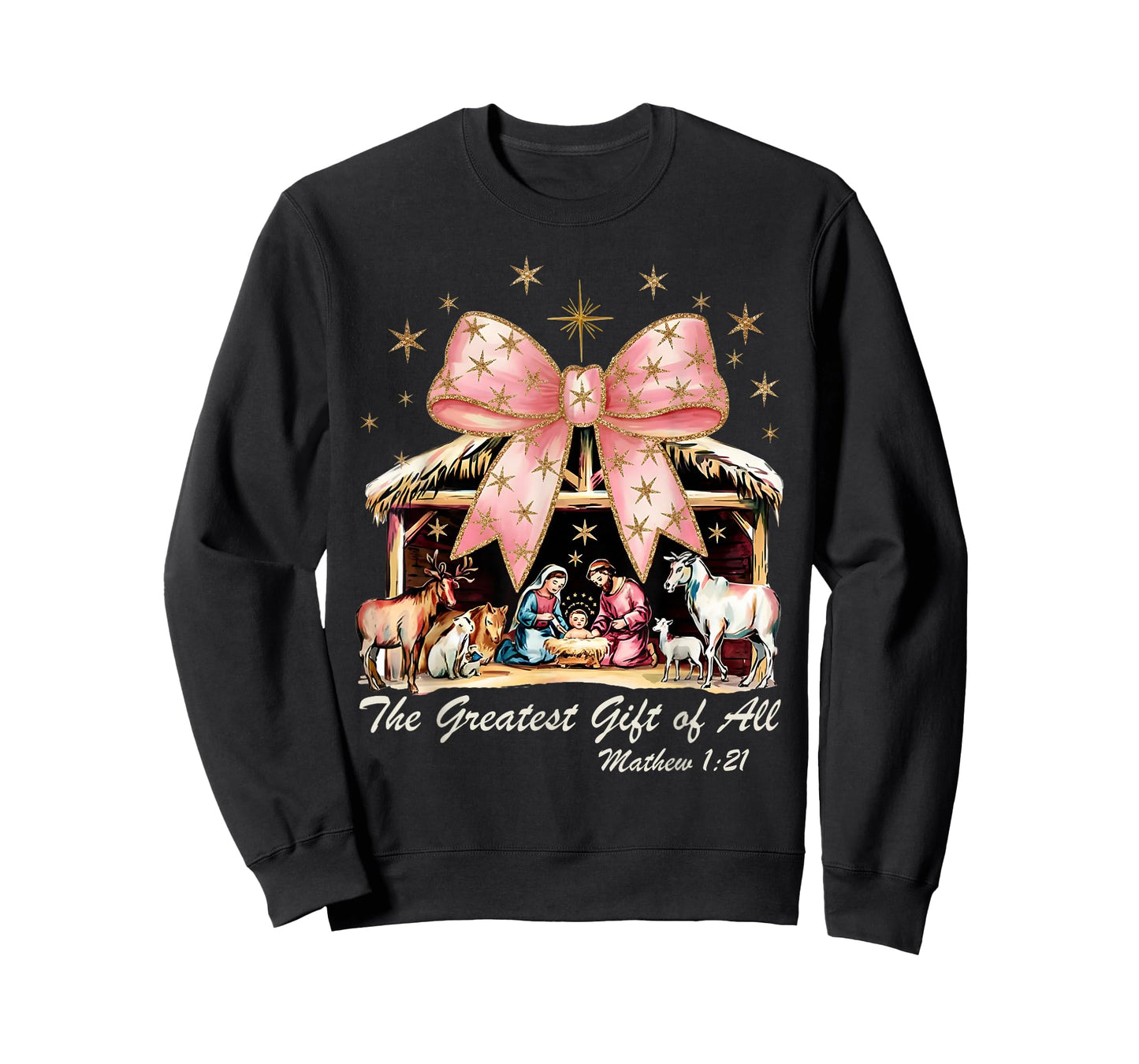 The Greatest Gift of All Nativity Scene Christian Christmas T-Shirt