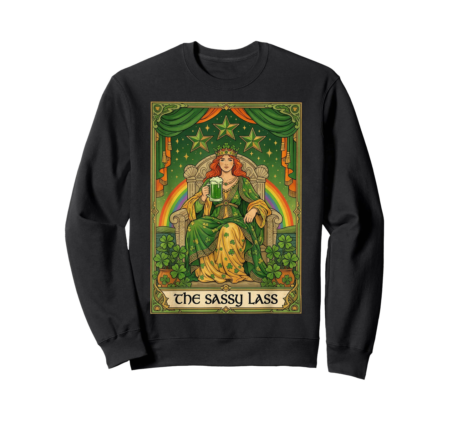 The Sassy Lass Tarot Card Style Girl Women St Patrick’s Day T-Shirt