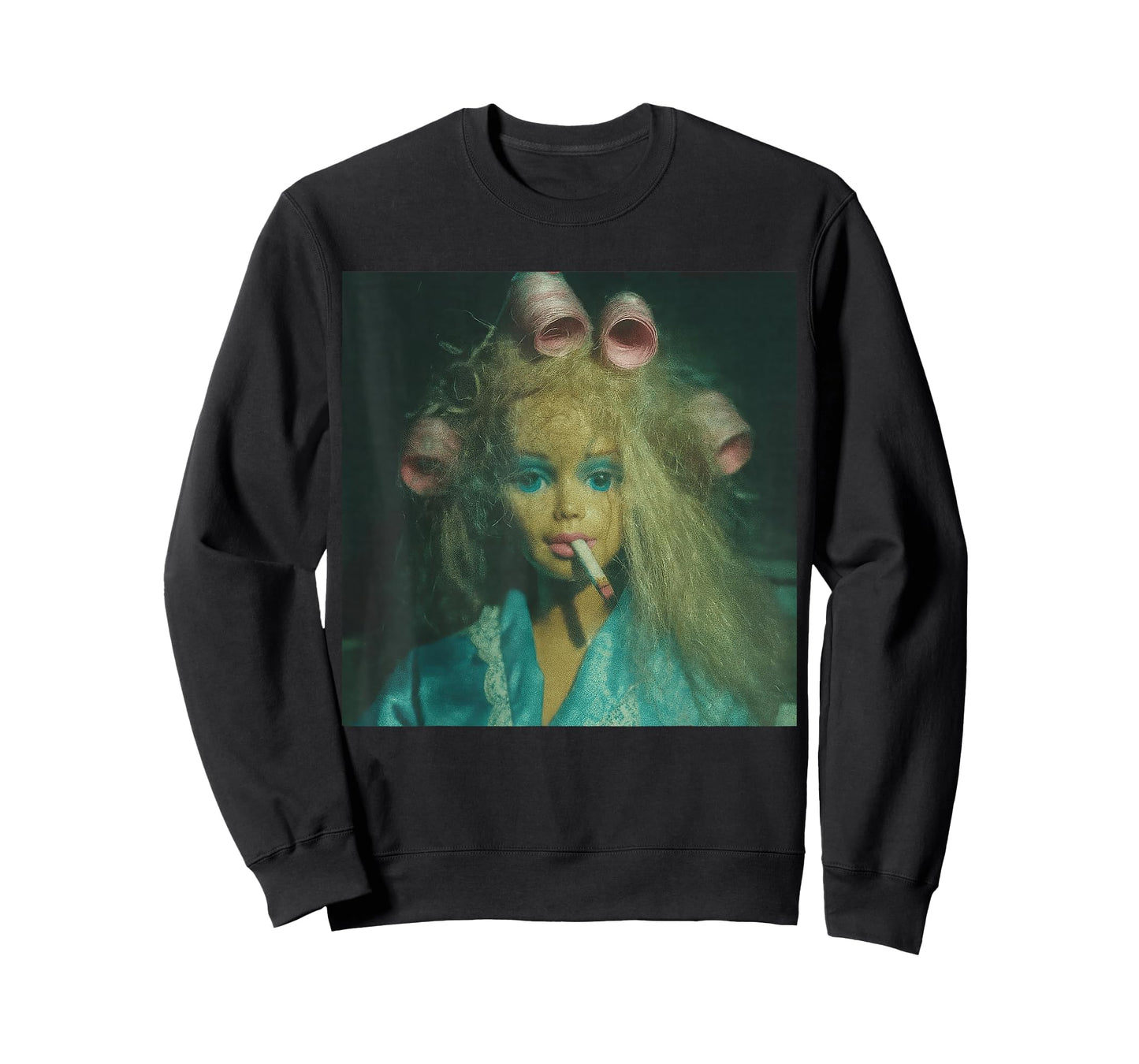 Funny Disgusted Doll face Smoking Cigarette Meme T-Shirt