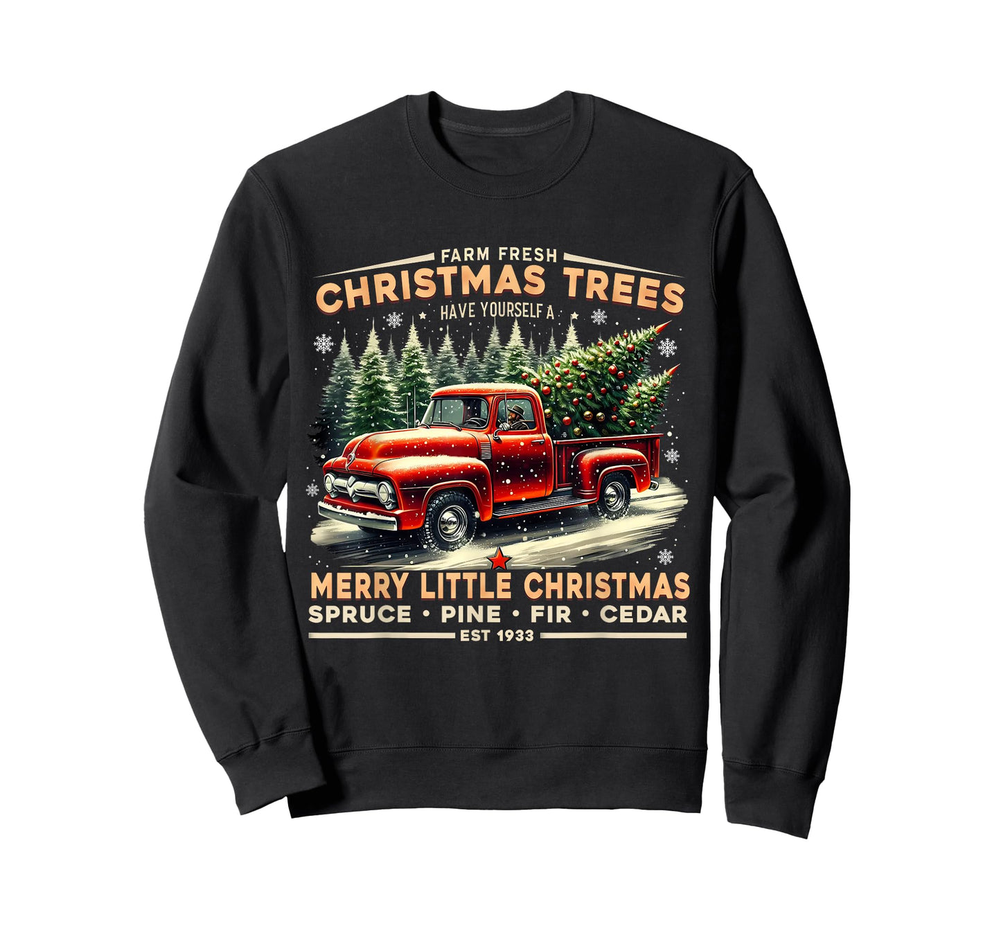 Farm Fresh Christmas Trees Vintage Truck Design T-Shirt