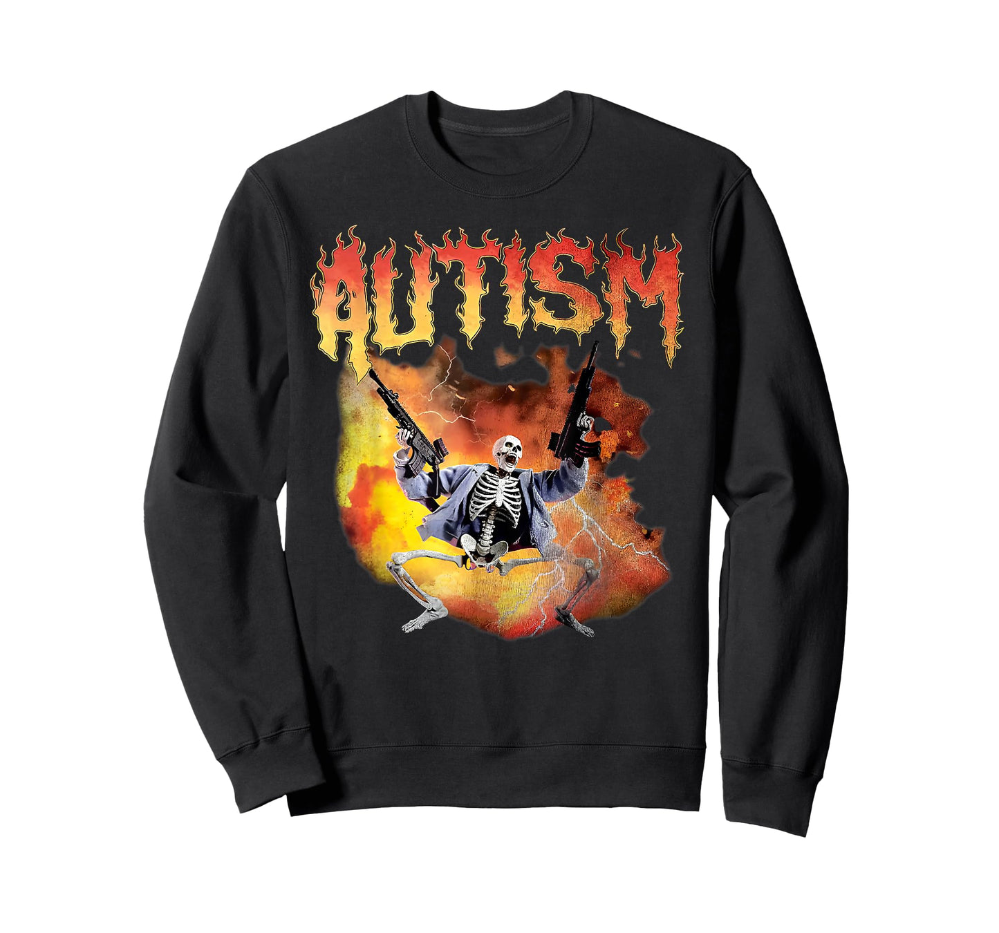 Autistic Funny Meme Skeleton Fire Autism Awareness Vintage T-Shirt