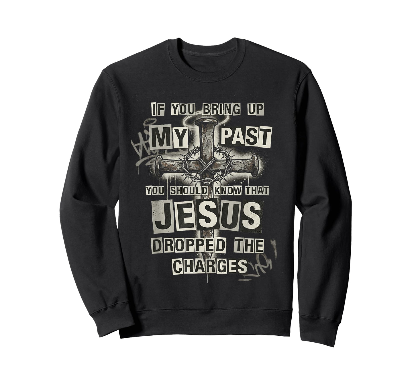 Jesus Dropped The Charges Christian Urban Grunge Cross Faith T-Shirt