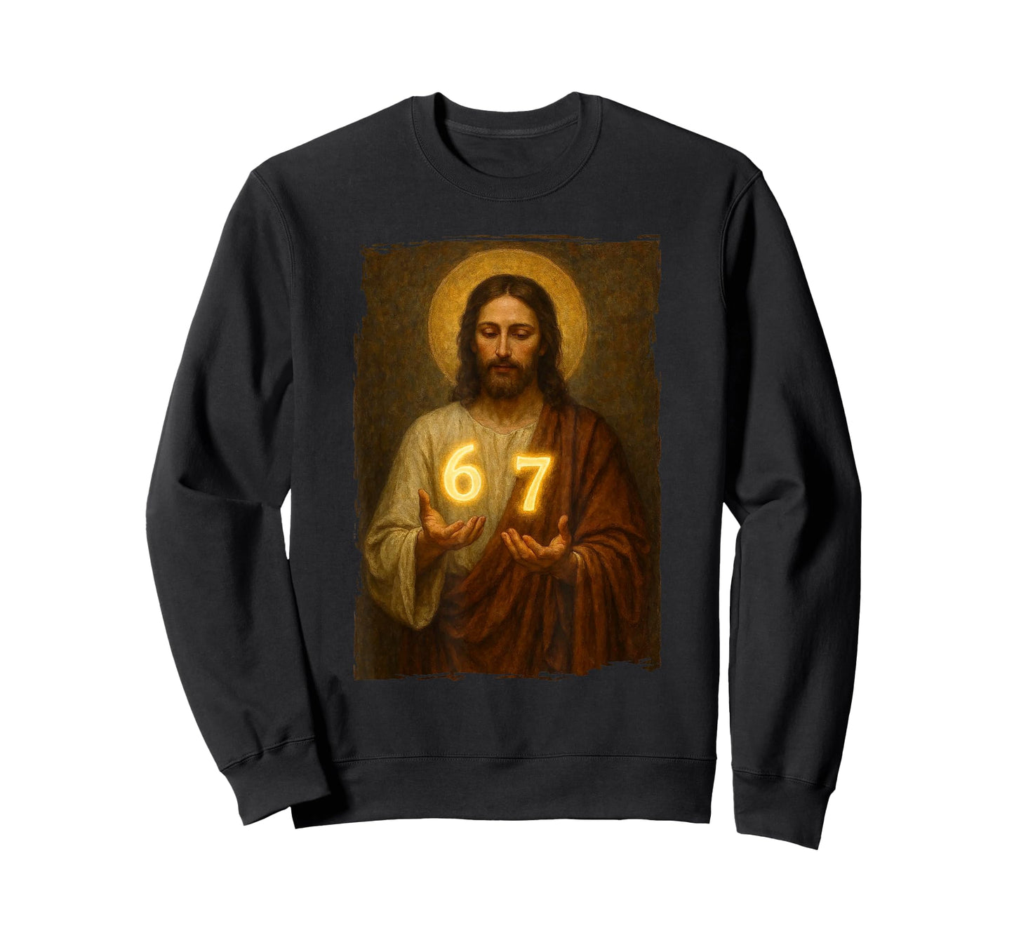 Funny 6 7 Jesus. Absurd Six Seven Meme, Weird Teens Kids 67 T-Shirt