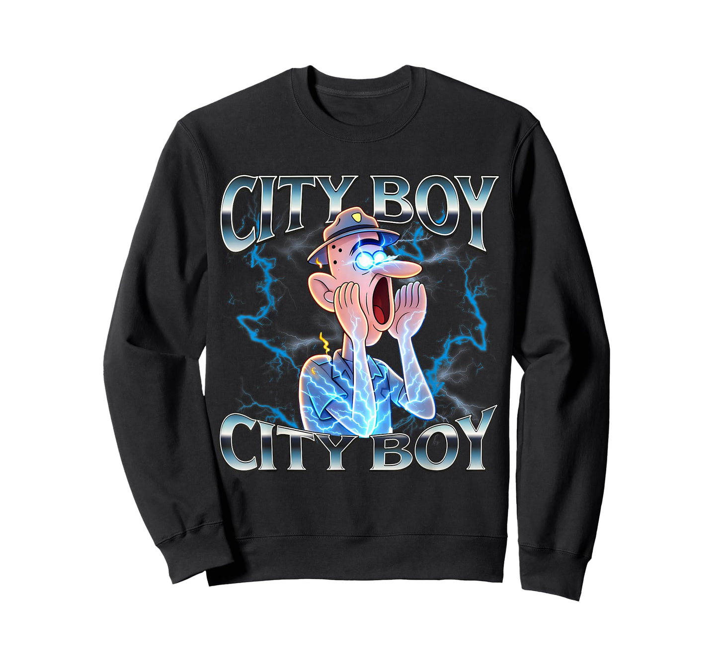 City Boy Brainrot Meme Reaction Loud Funny Cartoon T-Shirt